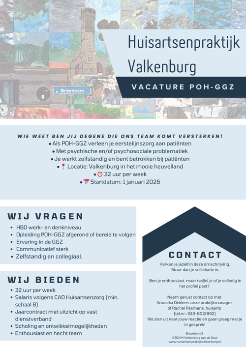 Vacature POH-ggz Huisartsenpraktijk Valkenburg