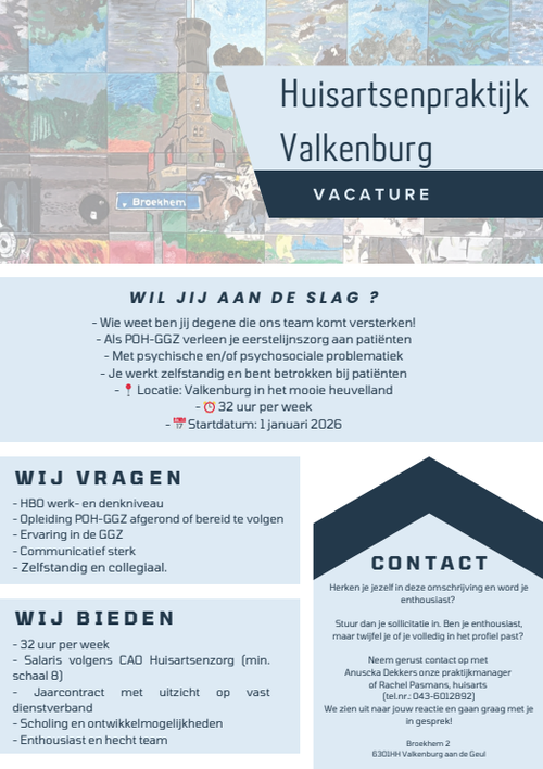 Wordt POH GGZ bij huisartsenpraktijk valkenburg